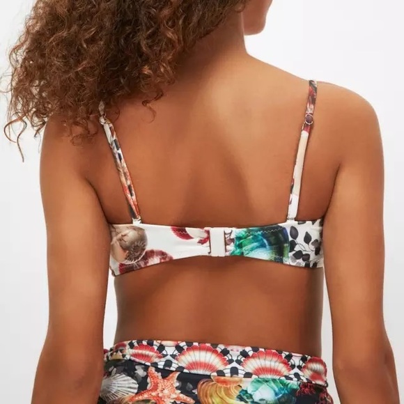 Lux French Costal Sea Shell Bikini With High Waisted Fold Over & Side Ties - Picture 6 of 9